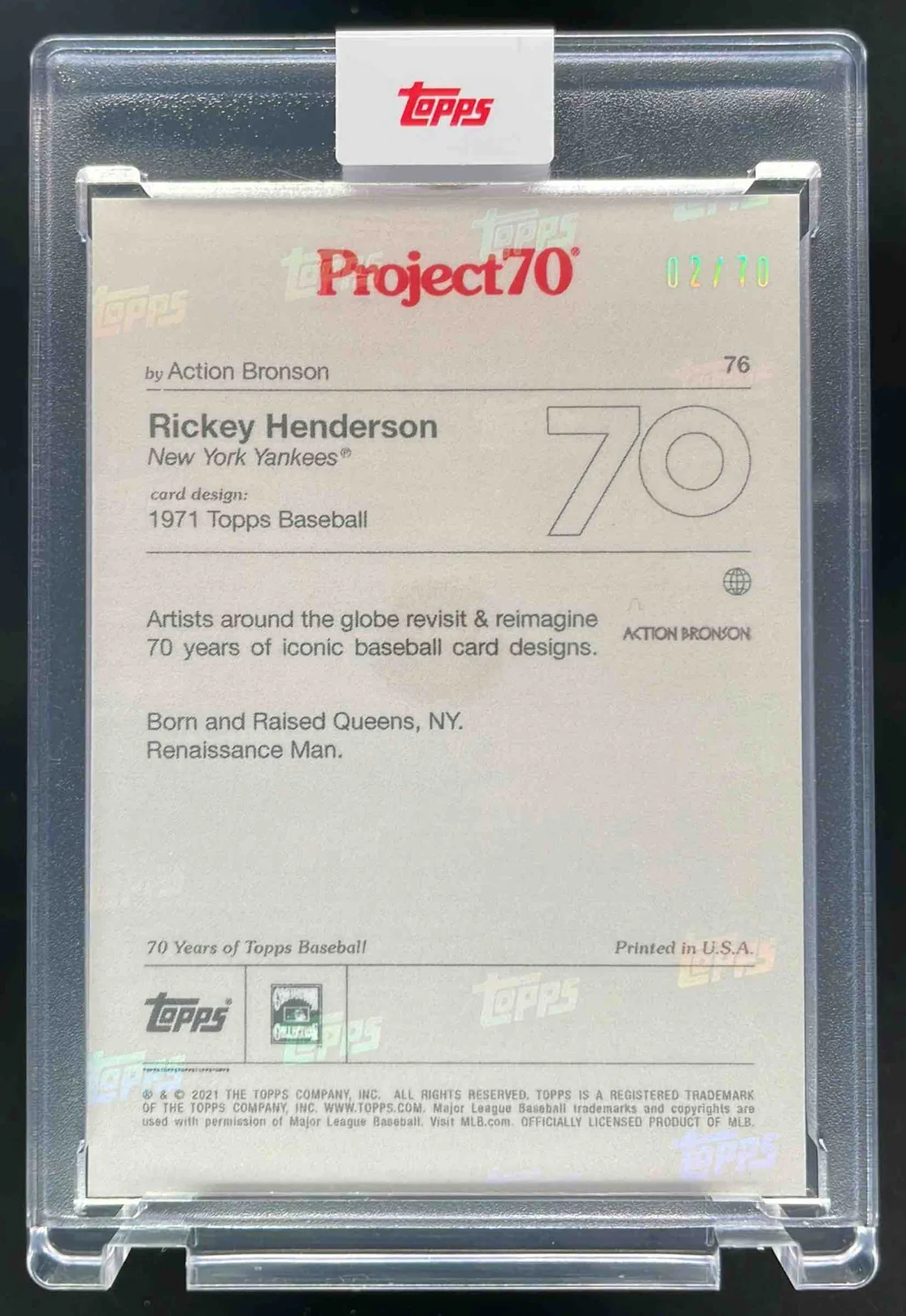 2021 Topps Project70 Rainbow Foil #76 Rickey Henderson /70 - Image 2