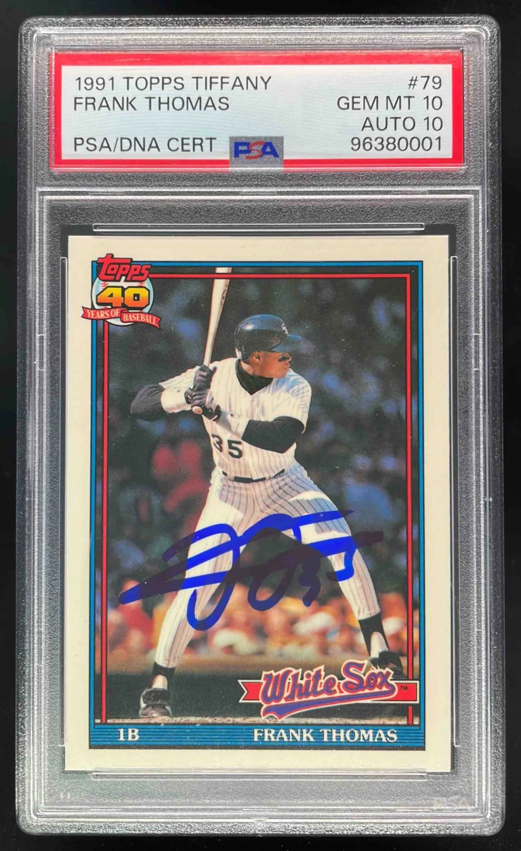 1991 Topps Tiffany #79 Frank Thomas Autograph Auto PSA 10