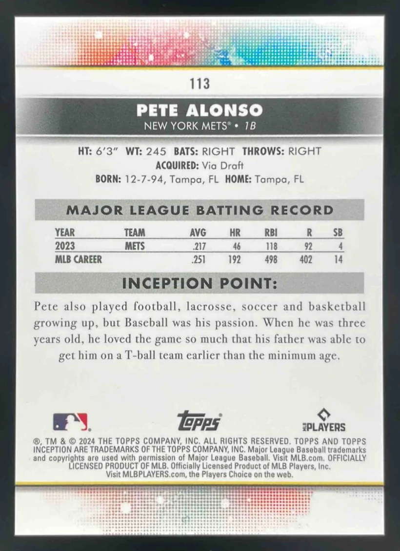 2024 Topps Inception Short Prints Alpha #113 Pete Alonso - Image 2