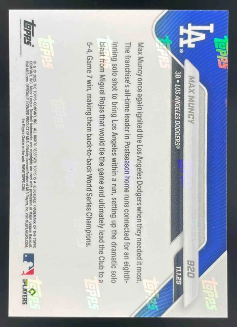 2025 Topps Now #920 Max Muncy - Image 2