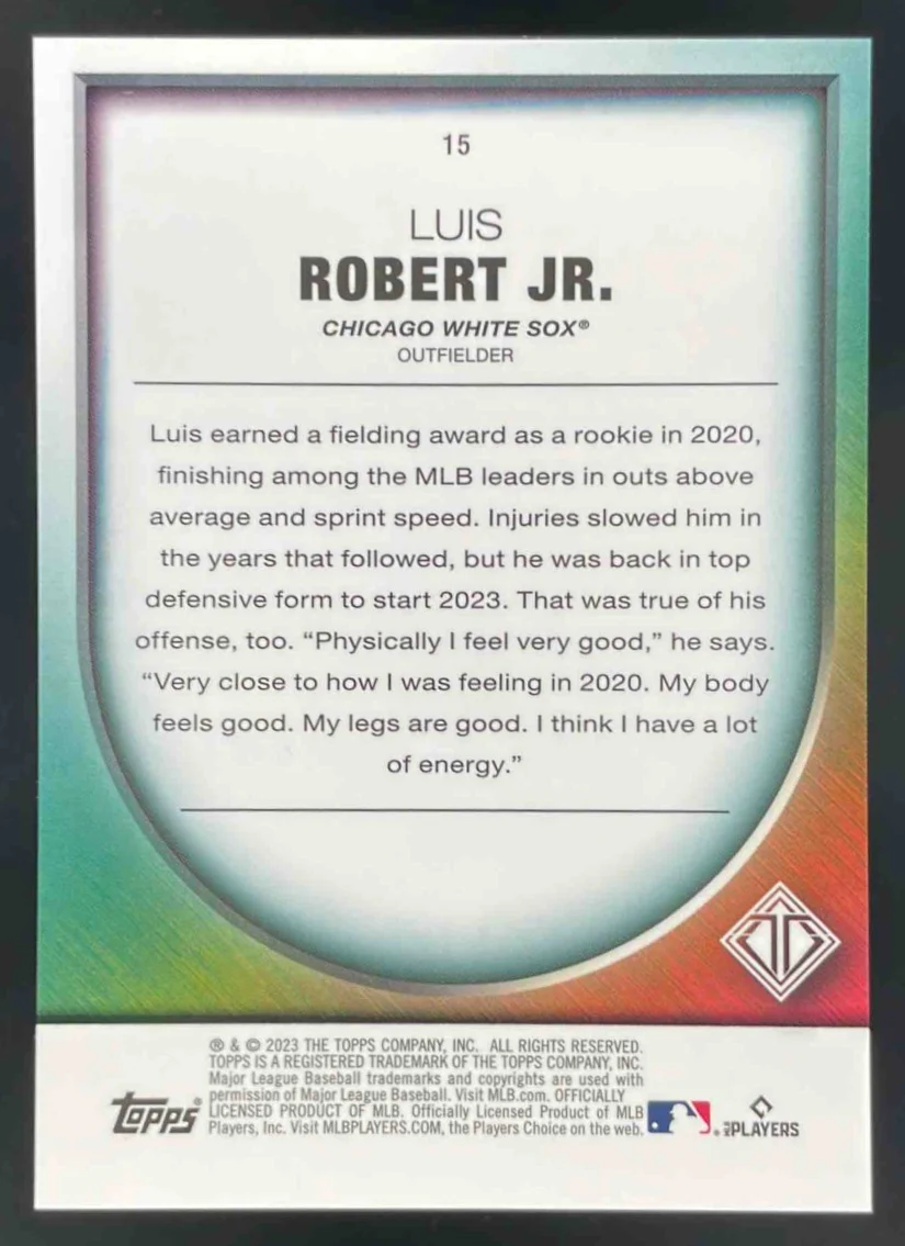 2023 Topps Transcendent Collection #15 Luis Robert Jr./25 - Image 2