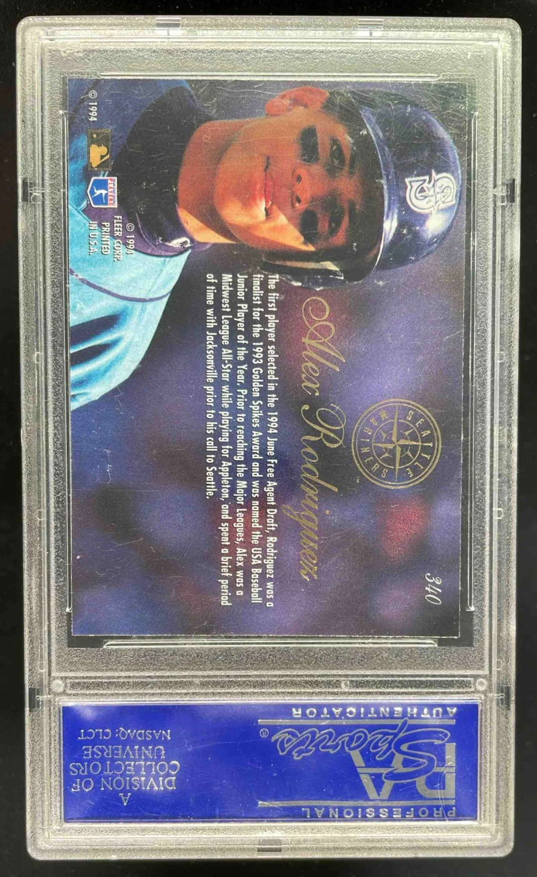 1994 Fleer Flair #340 Alex Rodriguez PSA 9 - Image 2