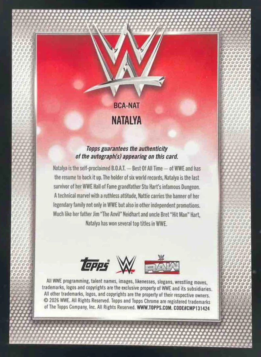 2026 Topps Chrome WWE Autograph #BCA-NAT Natalya Auto - Image 2