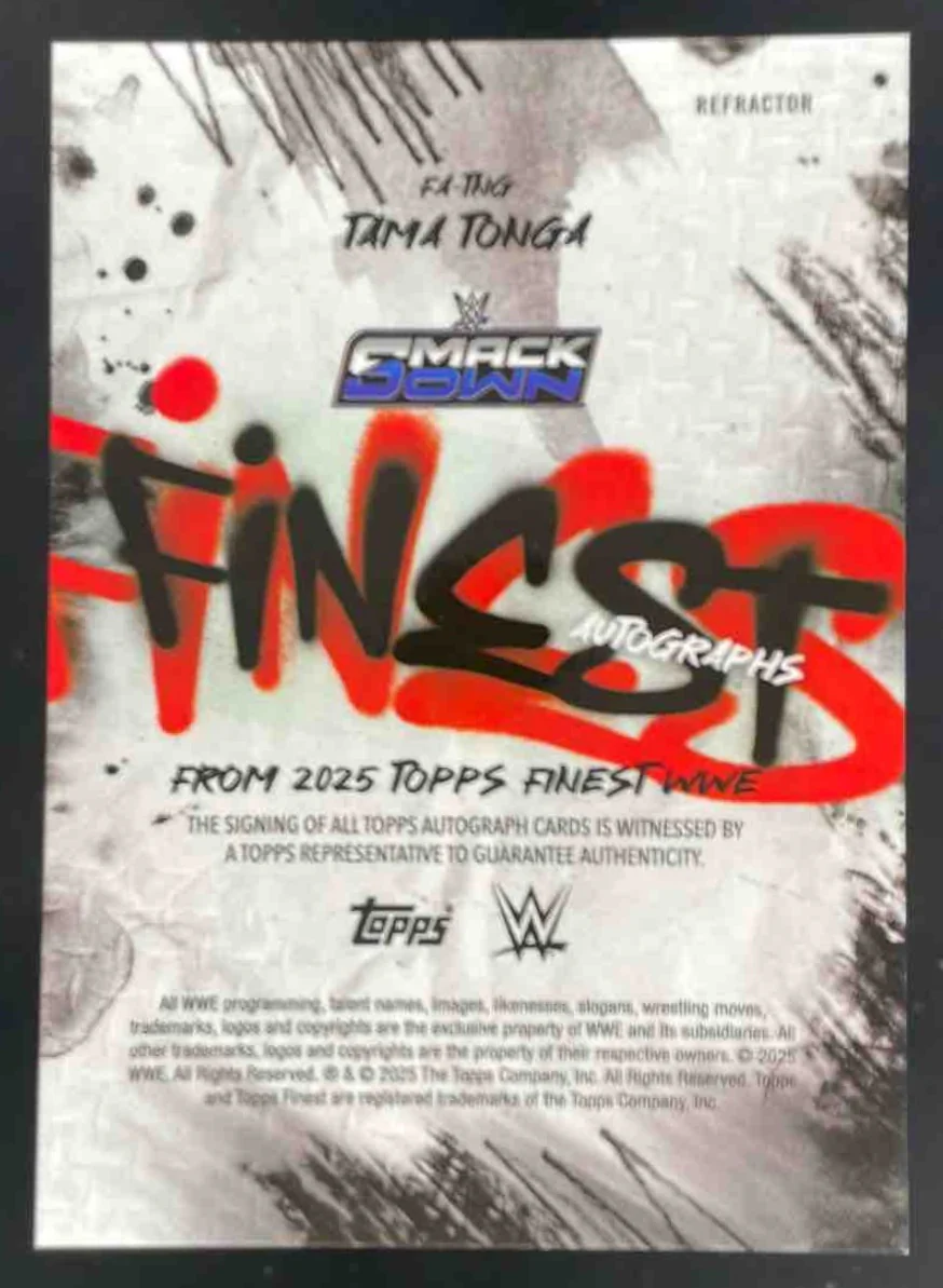 2025 Topps Finest WWE Finest Autographs Refractor #FA-TNG Tama Tonga Auto - Image 2