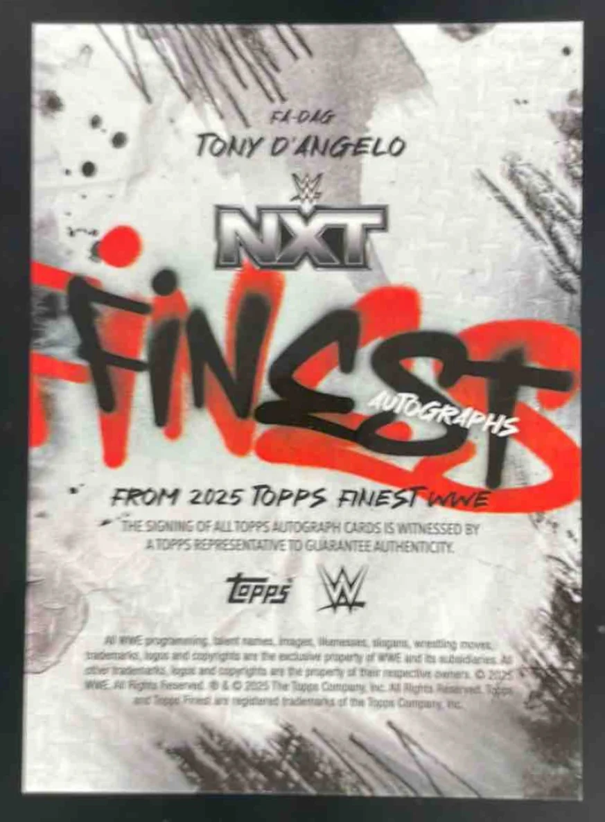2025 Topps Finest WWE Finest Autographs Refractor #FA-DAG Tony D'Angelo Auto - Image 2