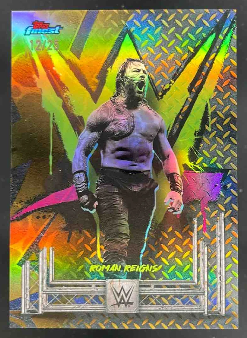 2025 Topps Finest WWE Uncommon Gold Refractor #101 Roman Reigns /25