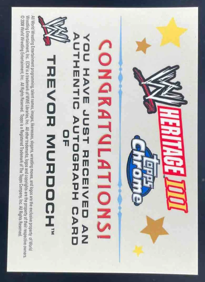 2008 Topps Chrome Heritage III WWE Autographs Trevor Murdoch Auto - Image 2