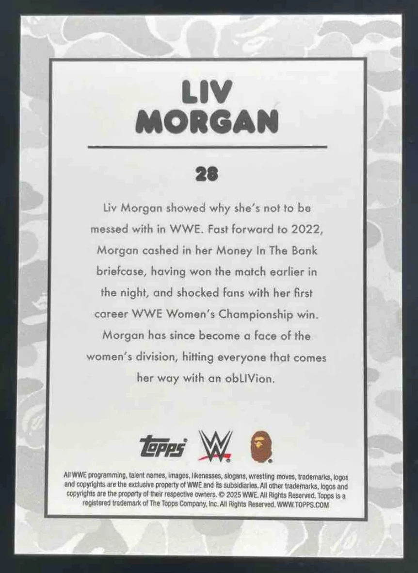 2025 Topps WWE x Bape White Camo #28 Liv Morgan - Image 2