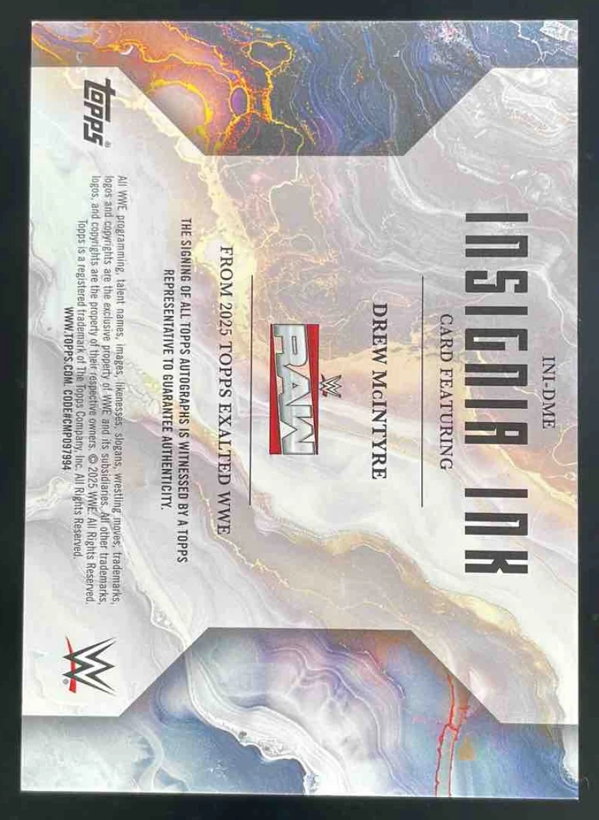 2025 Topps Exalted Insignia Ink Autographs Blue #INI-DME Drew McIntyre Auto /25 - Image 2