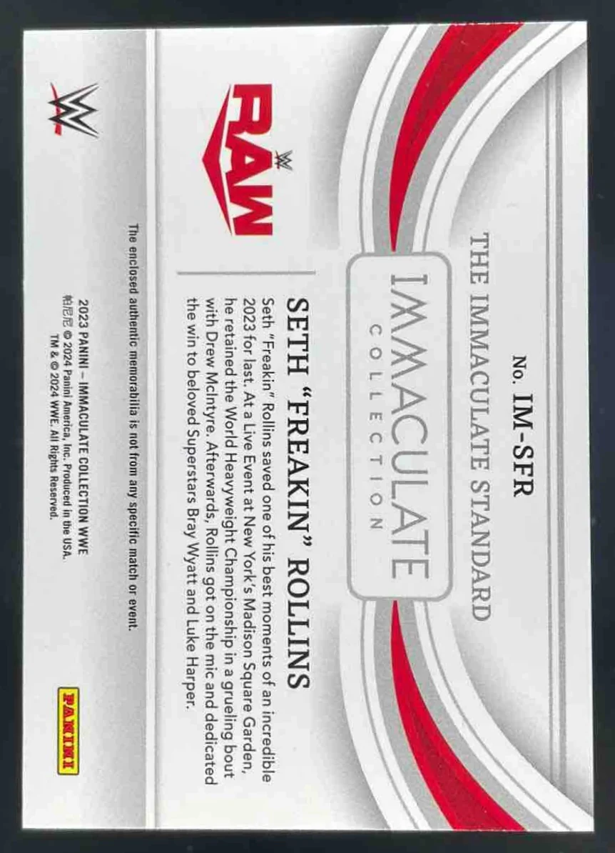 2023 Immaculate Collection The Immaculate Standard Seth Freakin Rollins /99 - Image 2