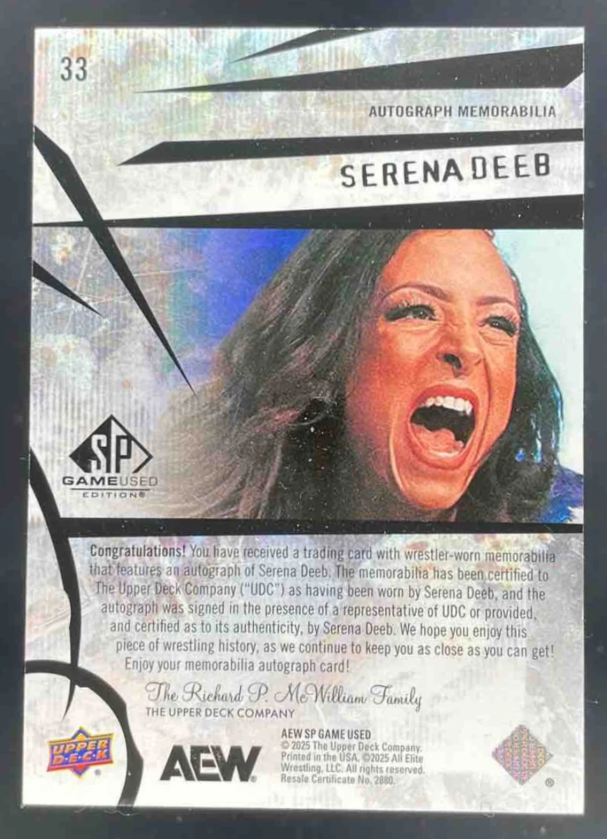 2025 Upper Deck SP Game Used AEW Memorabilia Red #33 Serena Deeb Auto /35 - Image 2