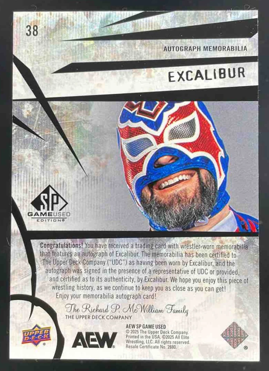 2025 Upper Deck SP Game Used AEW Memorabilia Red #38 Excalibur Auto /35 - Image 2