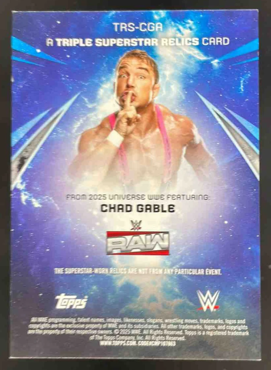 2025 Topps Universe WWE Triple Superstar Relics Orange Warp Chad Gable /25 - Image 2
