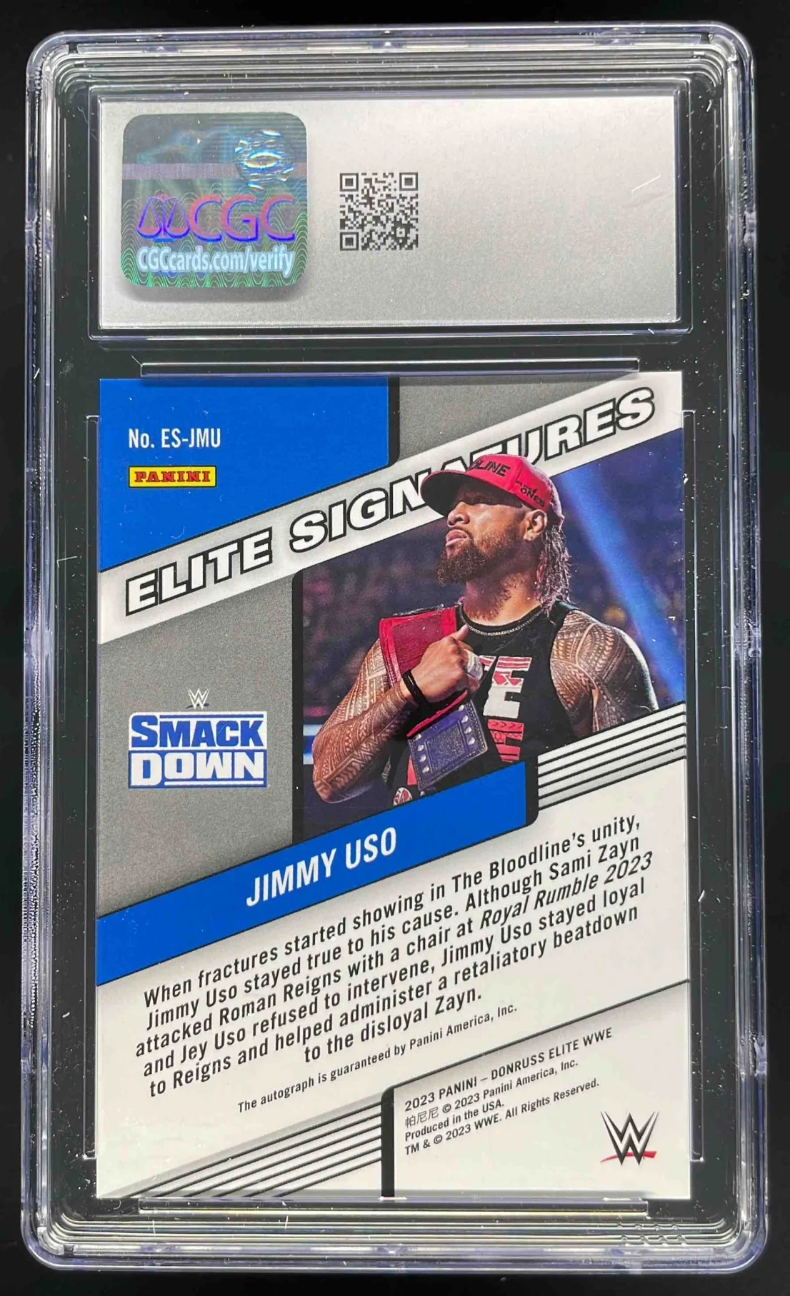 2023 Panini Donruss Elite WWE Elite Gold #ES- Jimmy Uso Auto /10 CGC 10 - Image 2