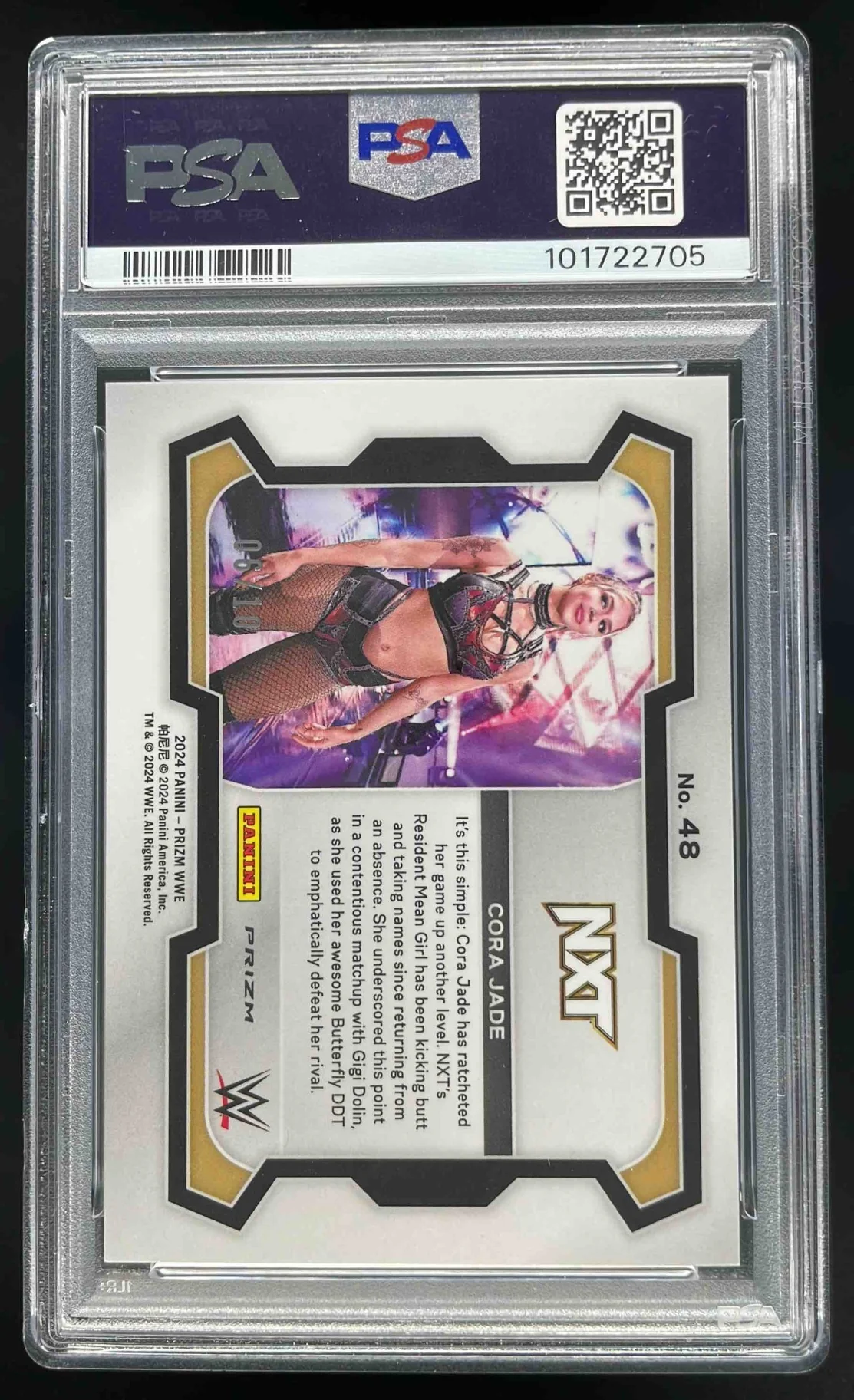 2024 Panini Prizm WWE Under Card Gold Prizms #48 Cora Jade /10 PSA 10 - Image 2