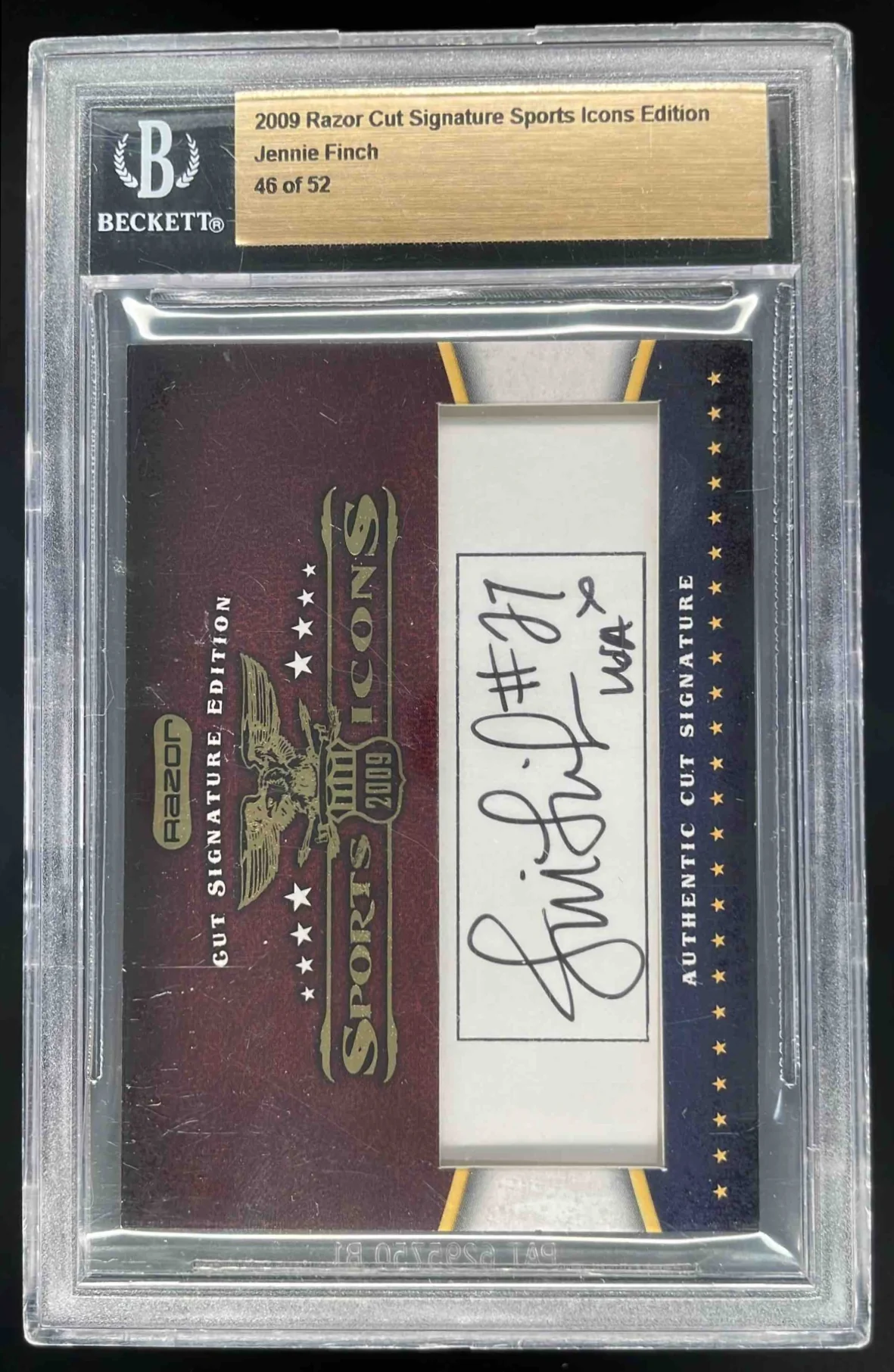 2009 Razor Cut Signature Sports Icons Edition Jennie Finch Auto BGS Authentic