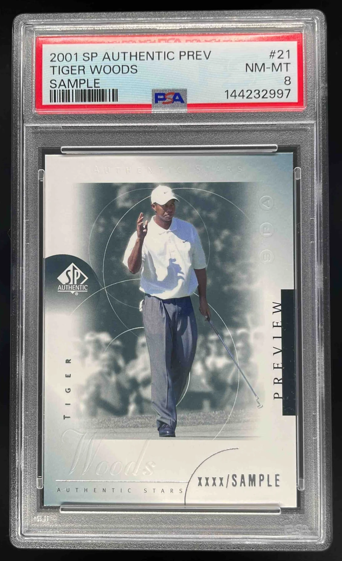 2001 Upper Deck SP Authentic Preview #21 Tiger Woods PSA 8