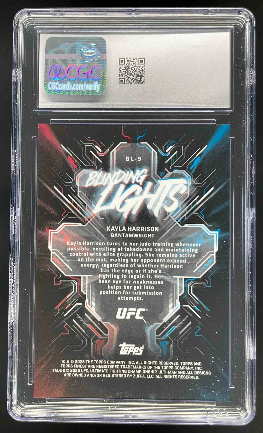 2025 Topps UFC Finest Blinding Lights #BL-9 Kayla Harrison CGC 10 - Image 2