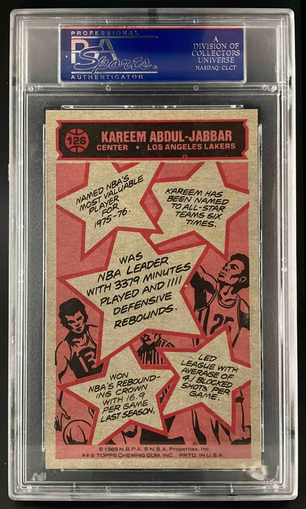 1976-77 Topps #126 Kareem Abdul-Jabbar All-Star PSA 8 - Image 2