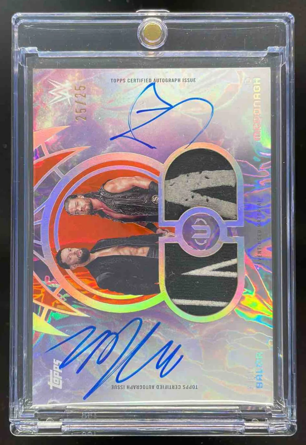 2025 Topps Universe WWE Tag Relic Orange Warp Finn Balor JD McDonagh Auto /25