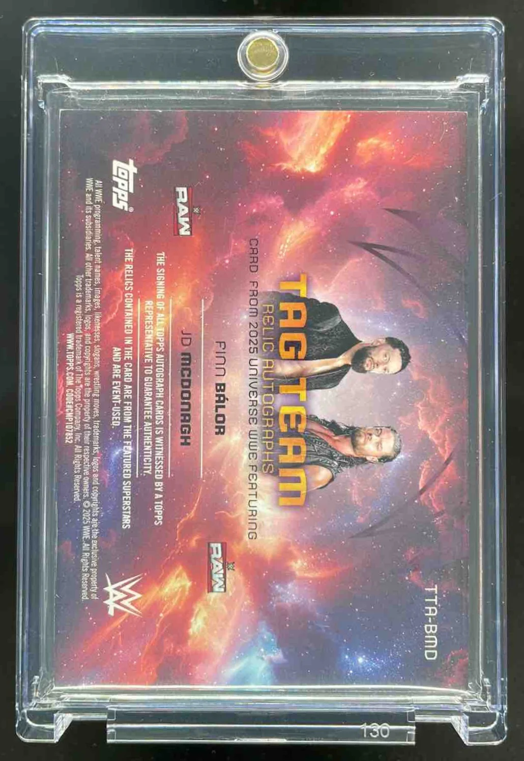 2025 Topps Universe WWE Tag Relic Orange Warp Finn Balor JD McDonagh Auto /25 - Image 2