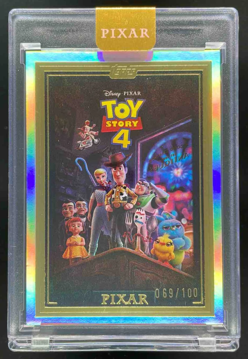 2025 Topps Pixar Gold Wall Art Encased #WA-21 Toy Story 4/100