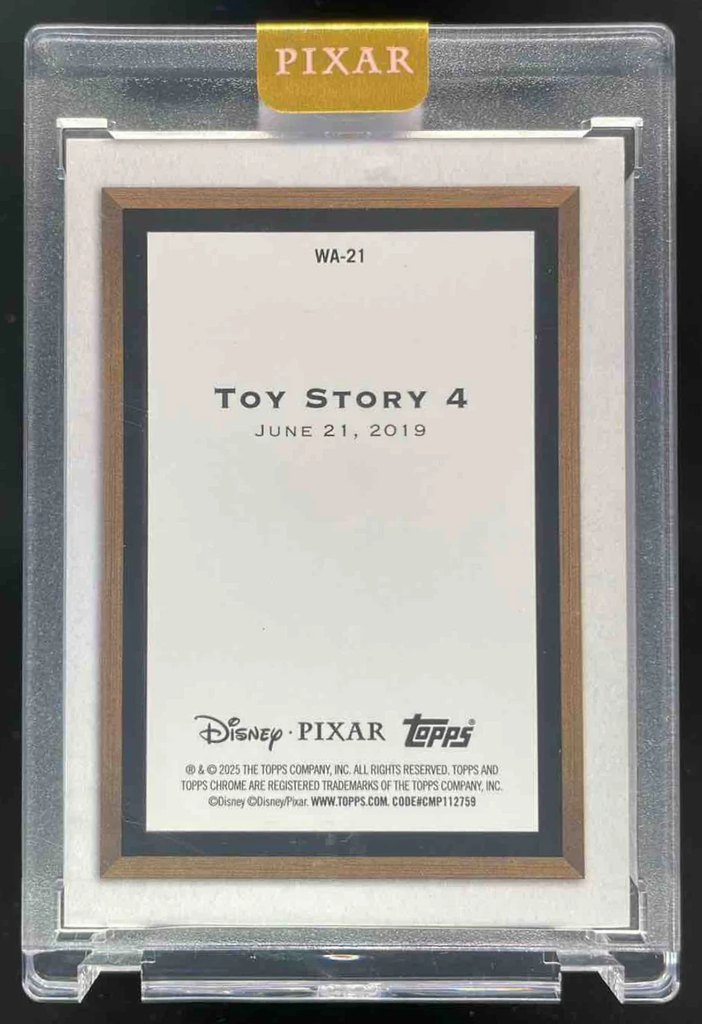 2025 Topps Pixar Gold Wall Art Encased #WA-21 Toy Story 4/100 - Image 2