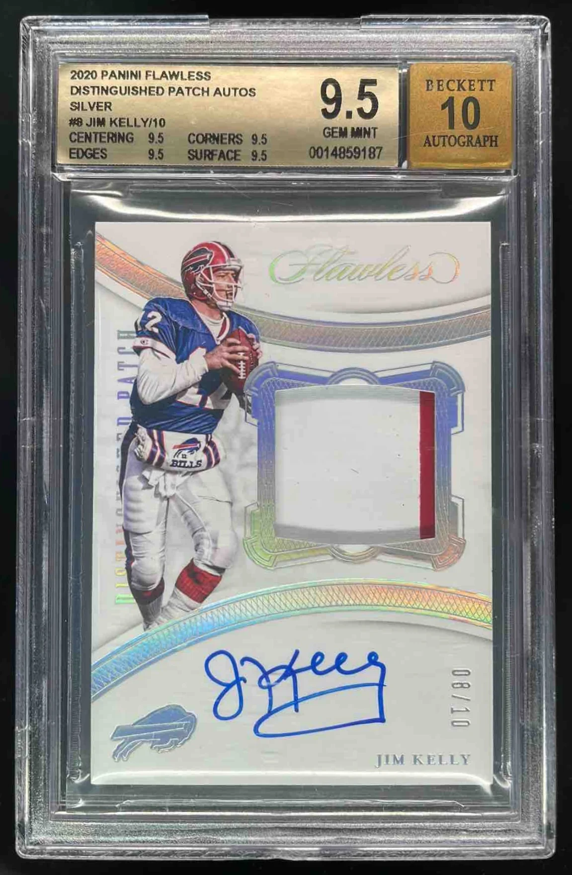 2020 Flawless Distinguished Patch Silver #DIA-JIK Jim Kelly Auto /10 BGS 9.5
