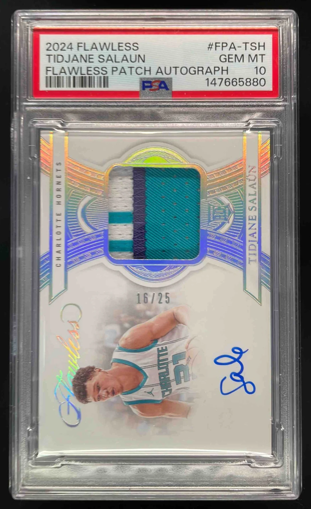 2024-25 Flawless Patch #5 Tidjane Salaun RC Auto /25 PSA 10