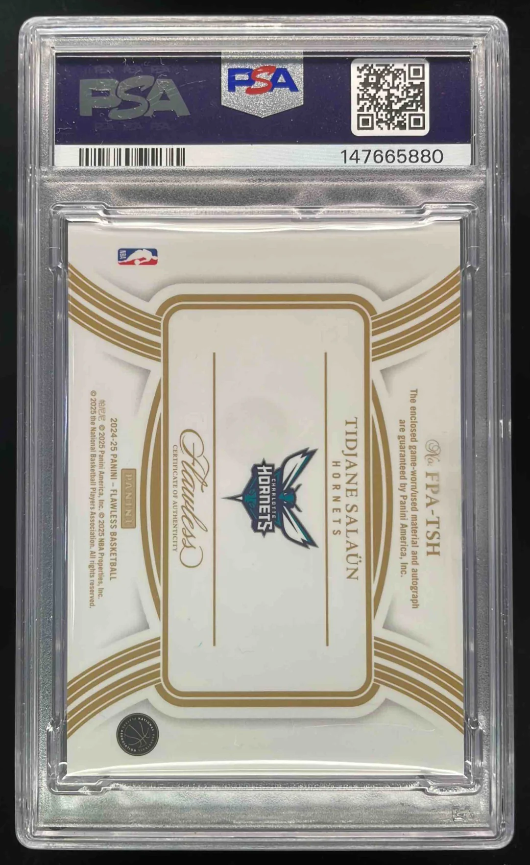 2024-25 Flawless Patch #5 Tidjane Salaun RC Auto /25 PSA 10 - Image 2