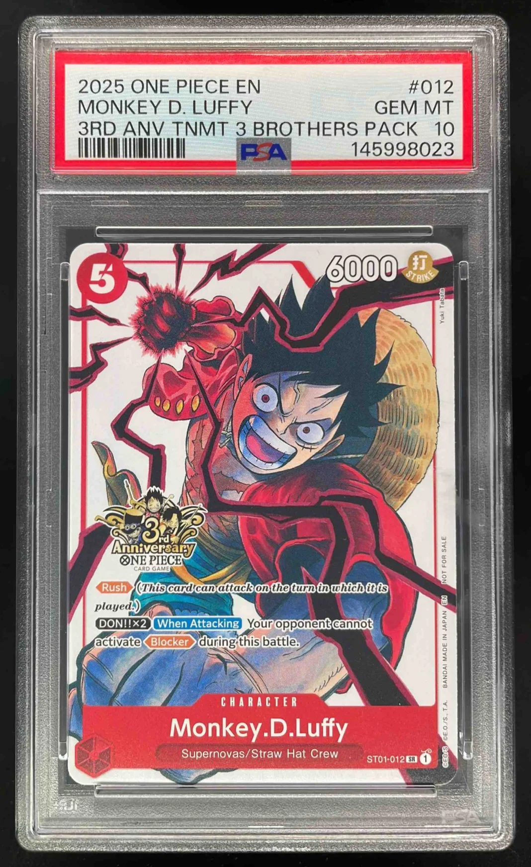 2025 One Piece 3rd Anniversary Tournament Promos #ST01012 Monkey D. Luffy PSA 10