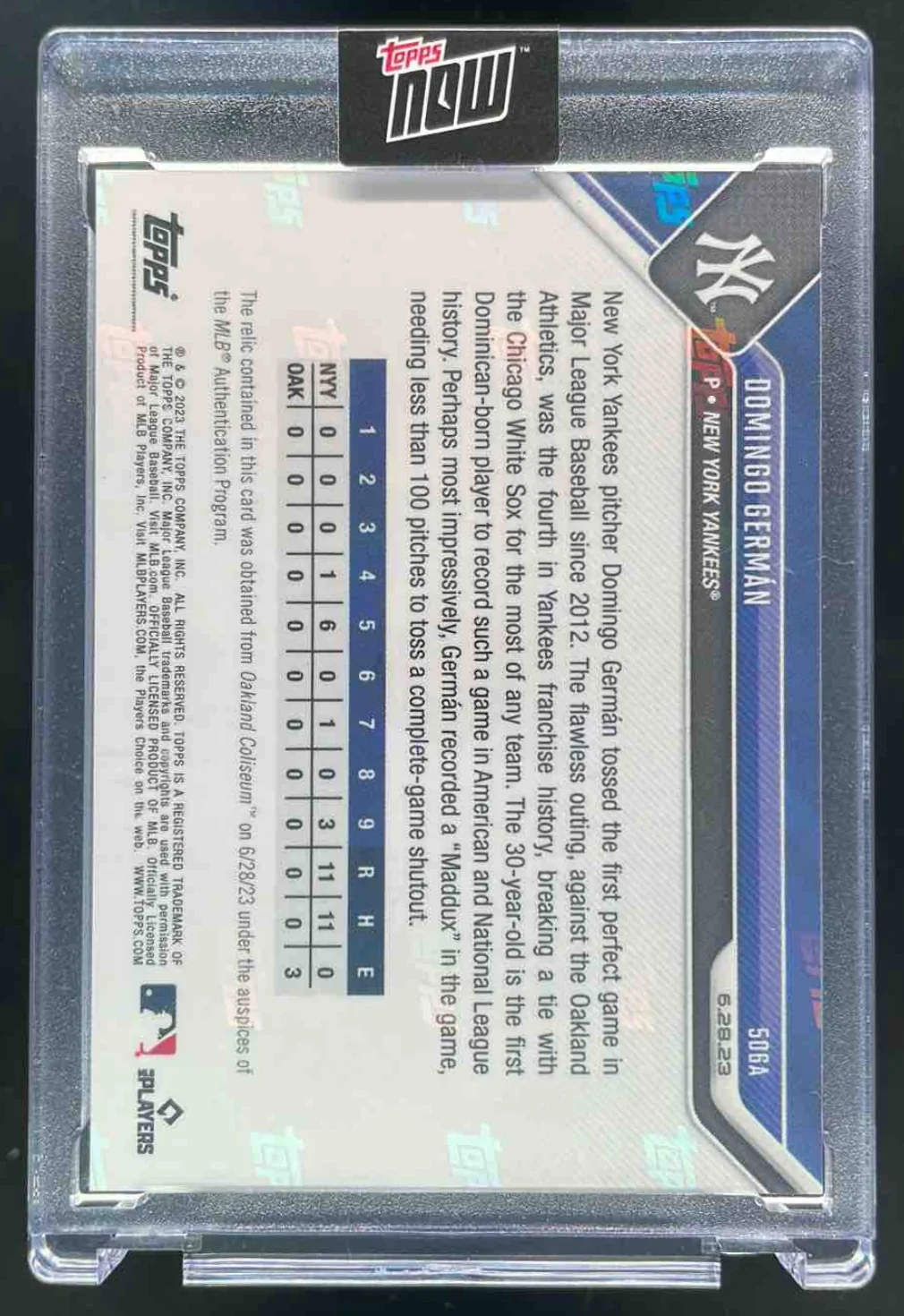 2023 Topps Now Relics Full Color Relic #506A Domingo German /199 - Image 2