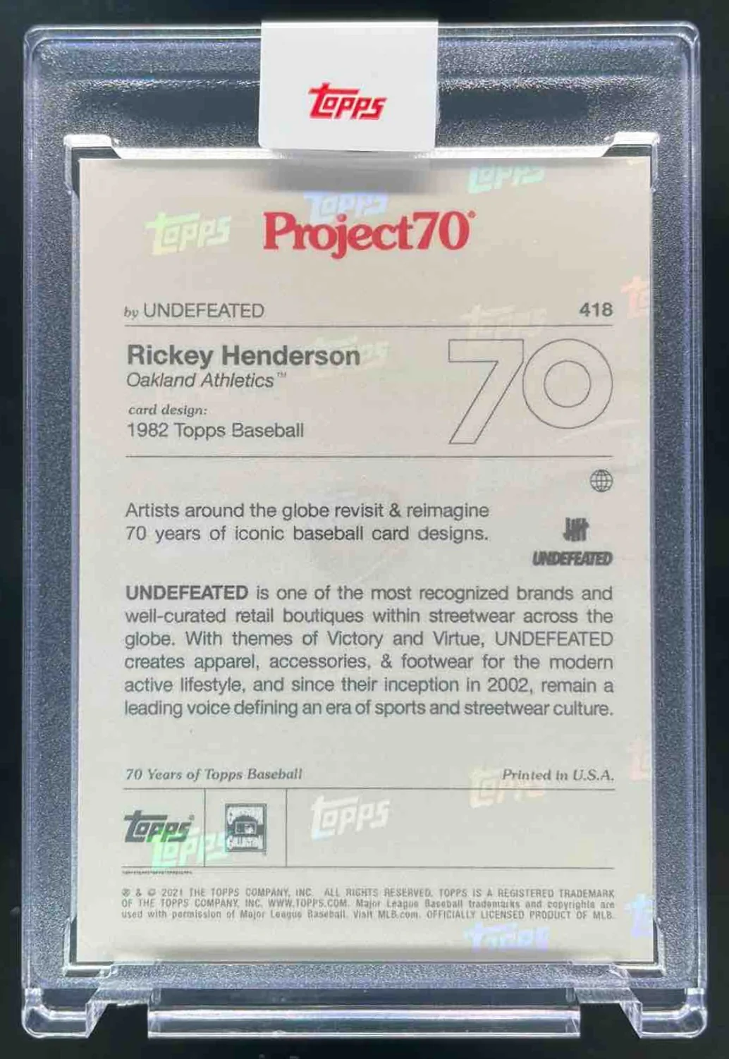 2021 Topps Project70 #418 Rickey Henderson - Image 2