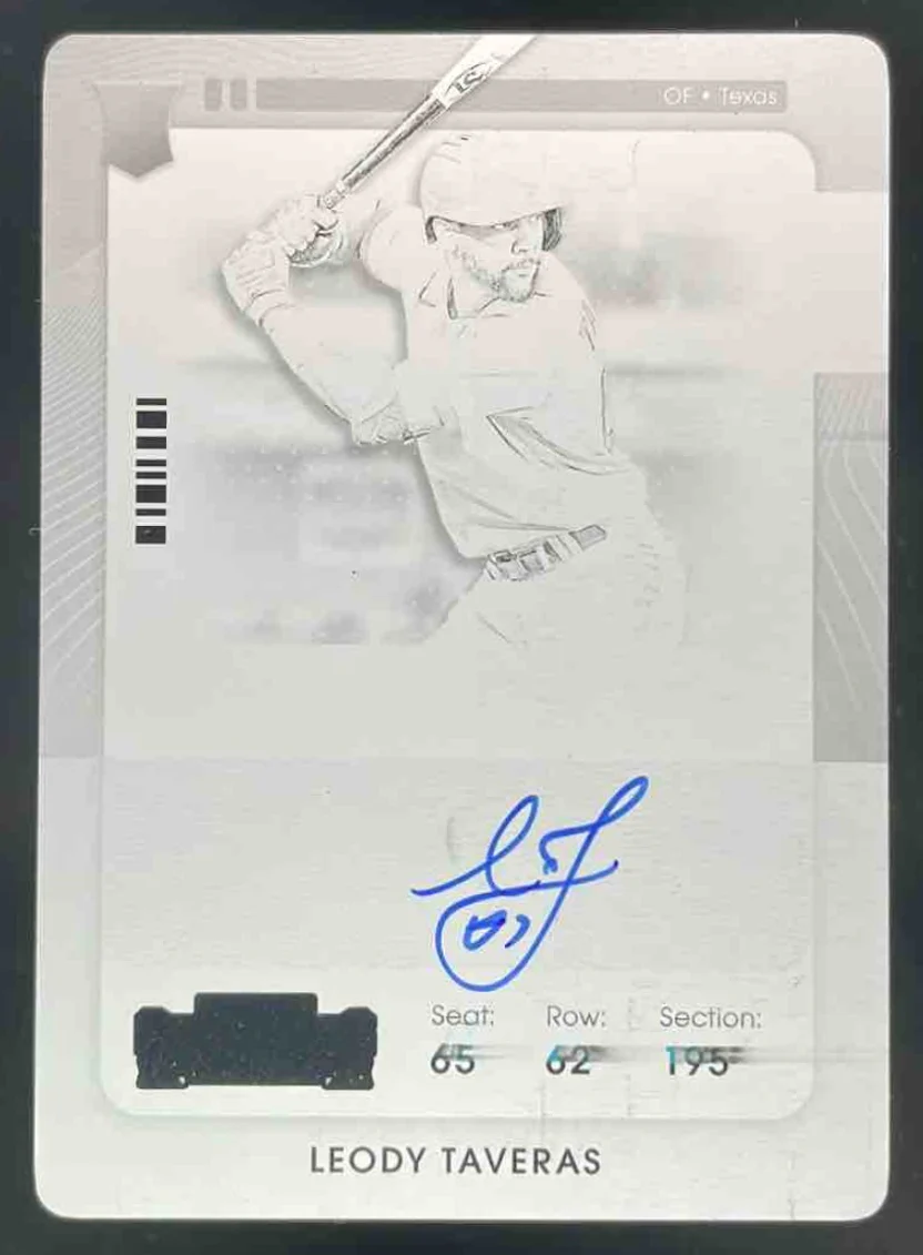 2021 Panini Contenders Printing Plate Black #150 Leody Taveras RC Auto 1/1