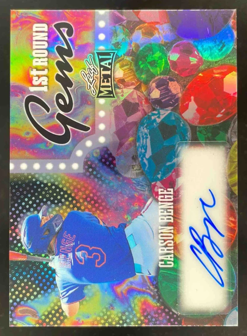 2025 Leaf Metal RC Round Gems Prismatic Oil Slick #RG-CB1 Carson Benge Auto /5