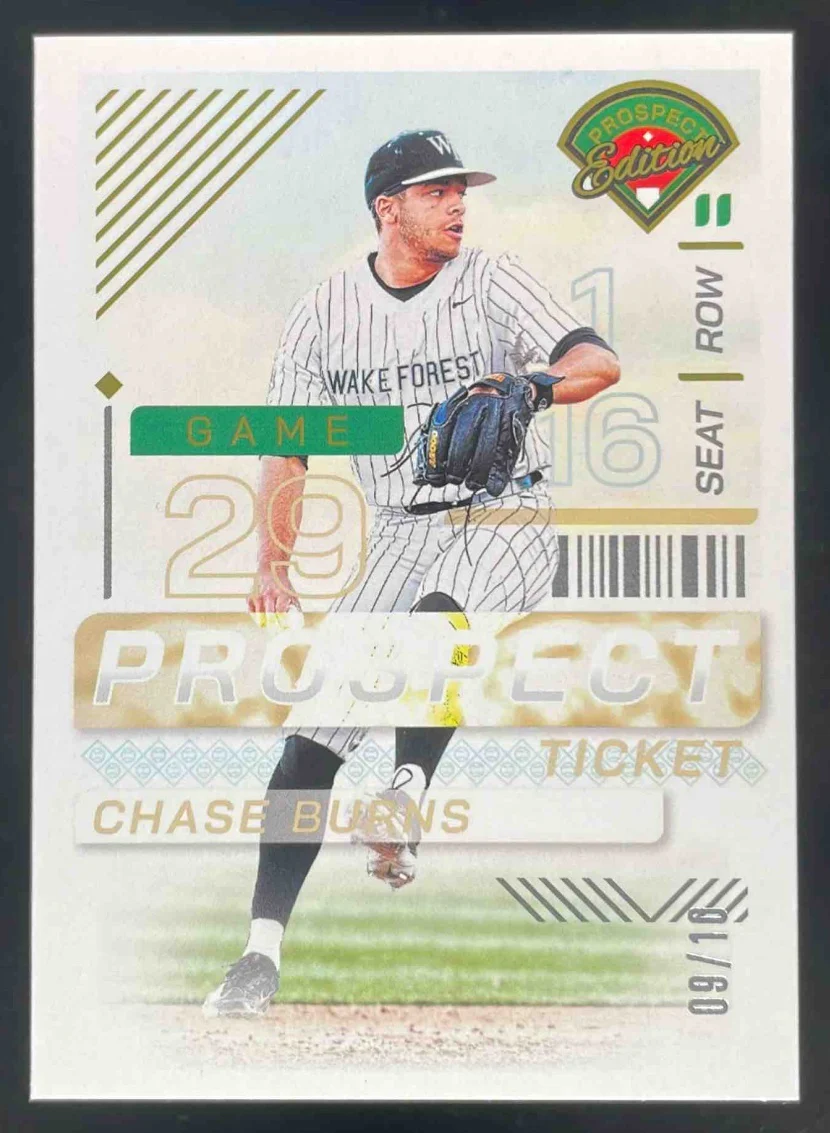 2024 Panini Prospect Edition Prospect Ticket Gold #43 Chase Burns /10