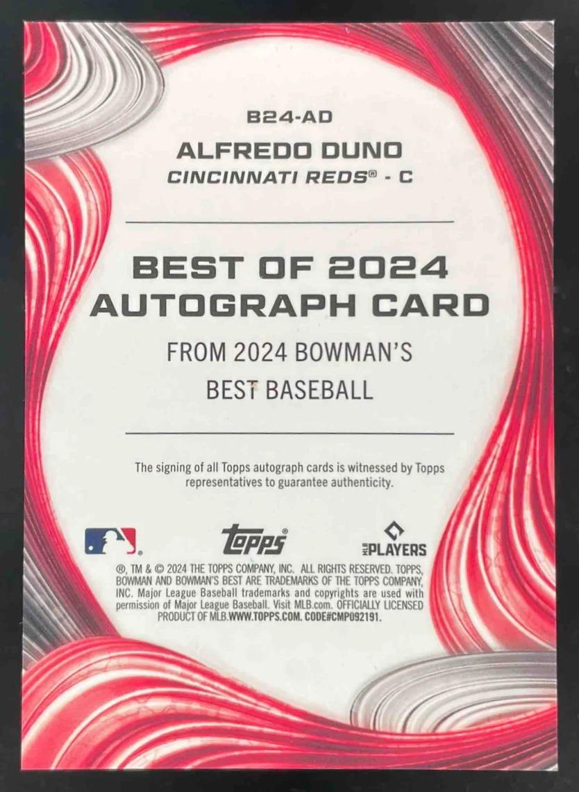 2024 Bowman Bowman's Best of 2024 Autographs #B24-AD Alfredo Duno Auto - Image 2