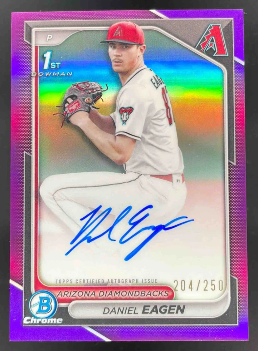 2024 Bowman Draft Chrome Prospect Purple #CPA-DE Daniel Eagen RC Auto /250