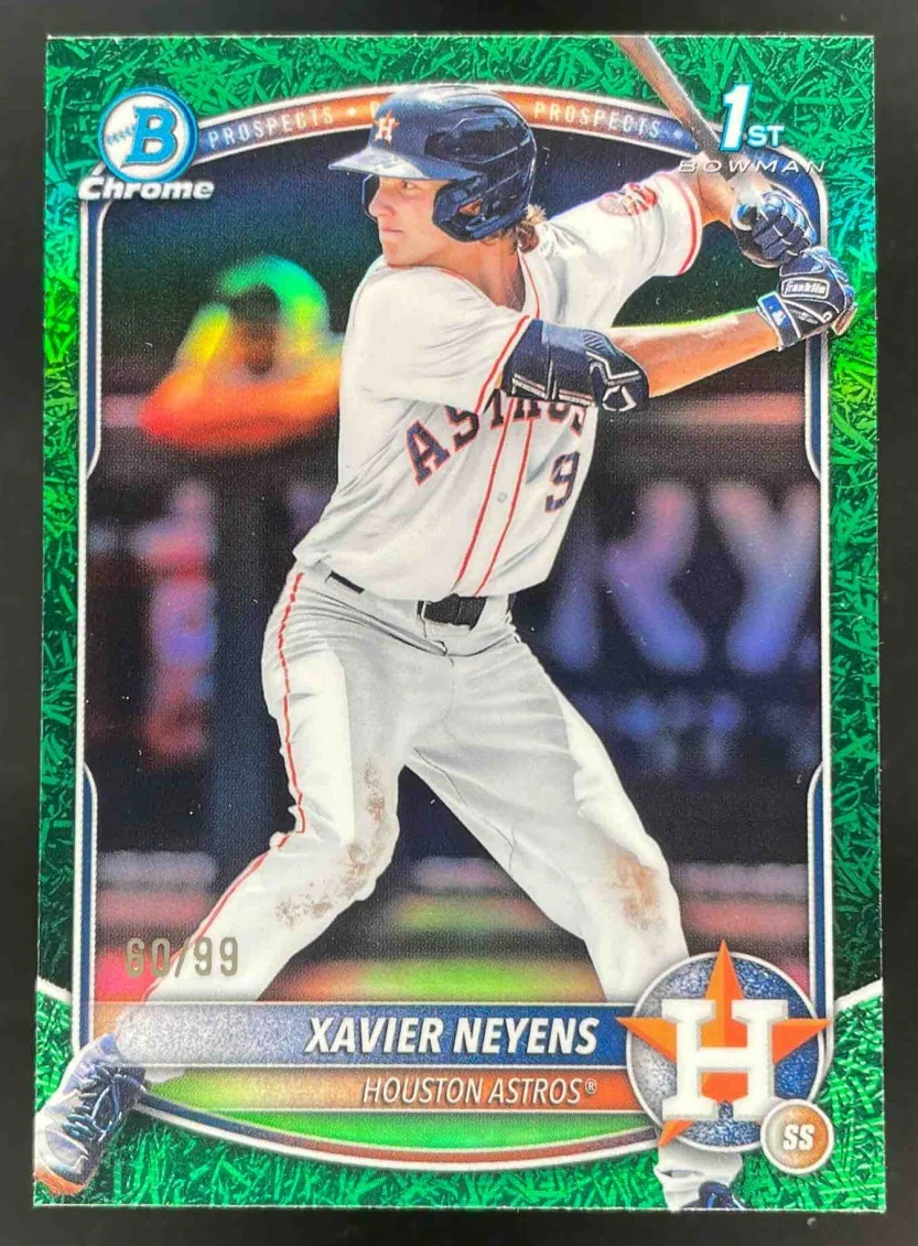 2025 Bowman Draft Chrome Green Grass Refractor #BDC-2 Xavier Neyens RC /99