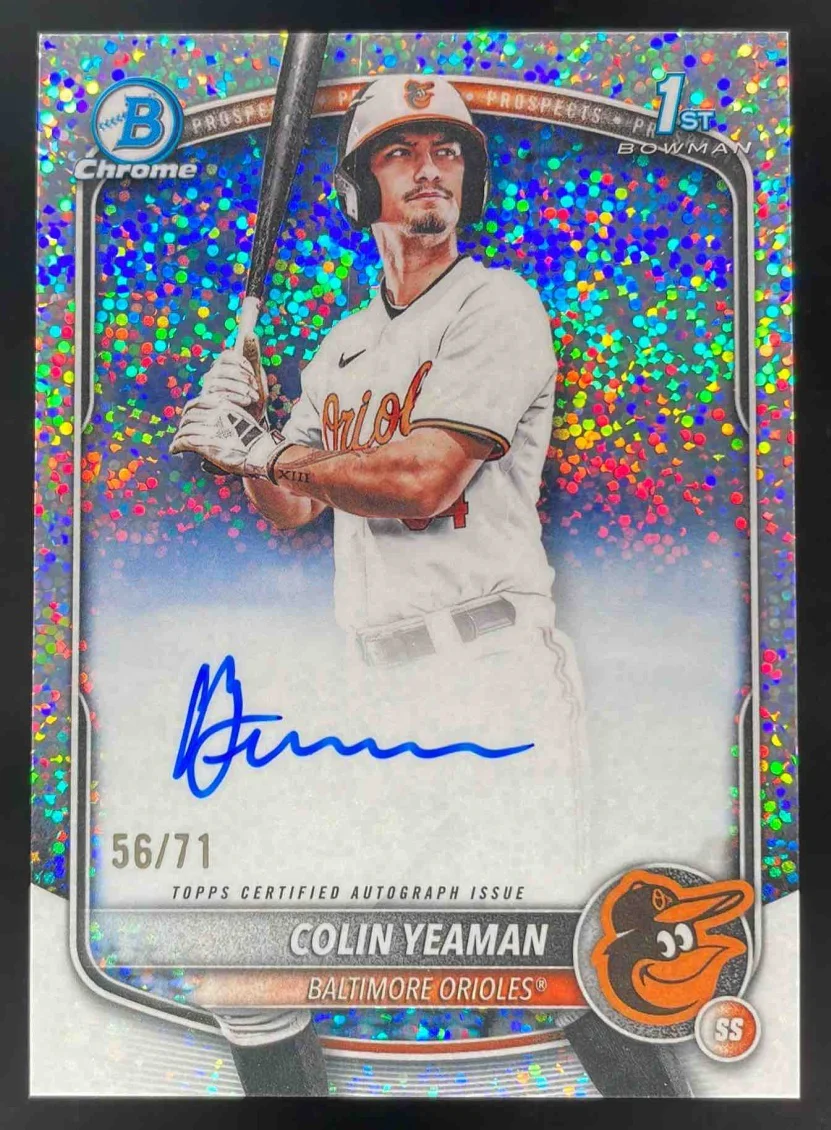 2025 Bowman Draft Chrome Prospect Sparkle #CPA-CY Colin Yeaman RC Auto /71