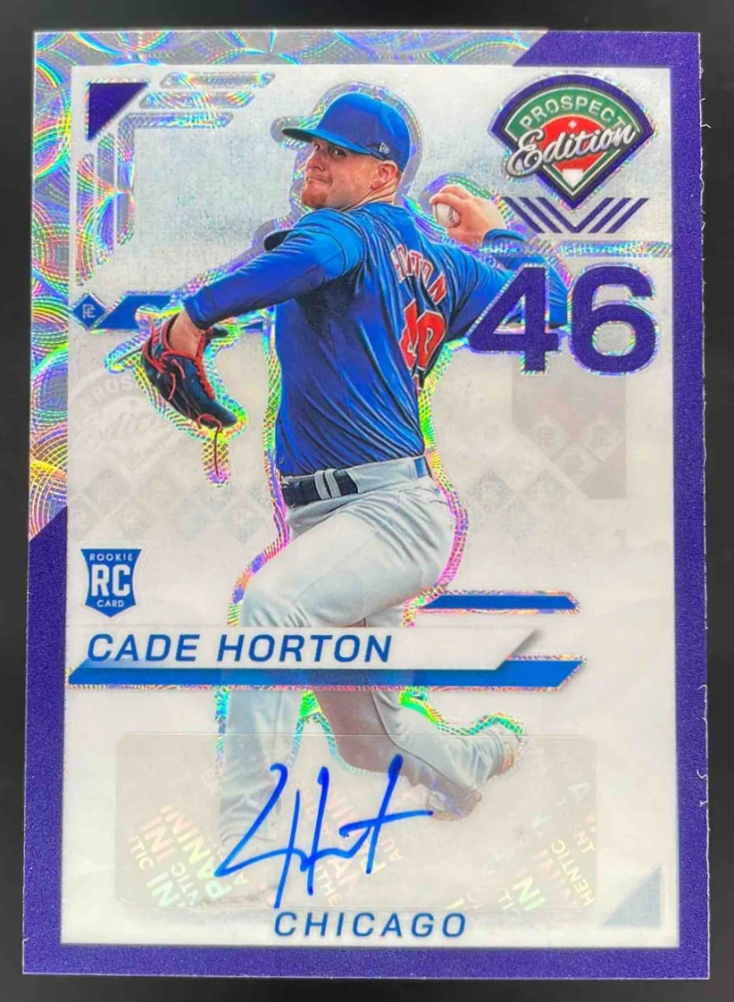 2025 Prospect Edition Holo Prospect Ticket Purple Scope #43 Cade Horton Auto /49
