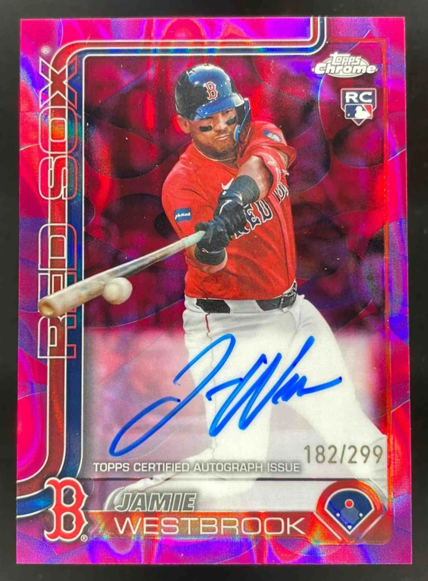 2025 Topps Chrome Lava Lamp Magenta/Purple #RA-JWE Jamie Westbrook RC Auto /299
