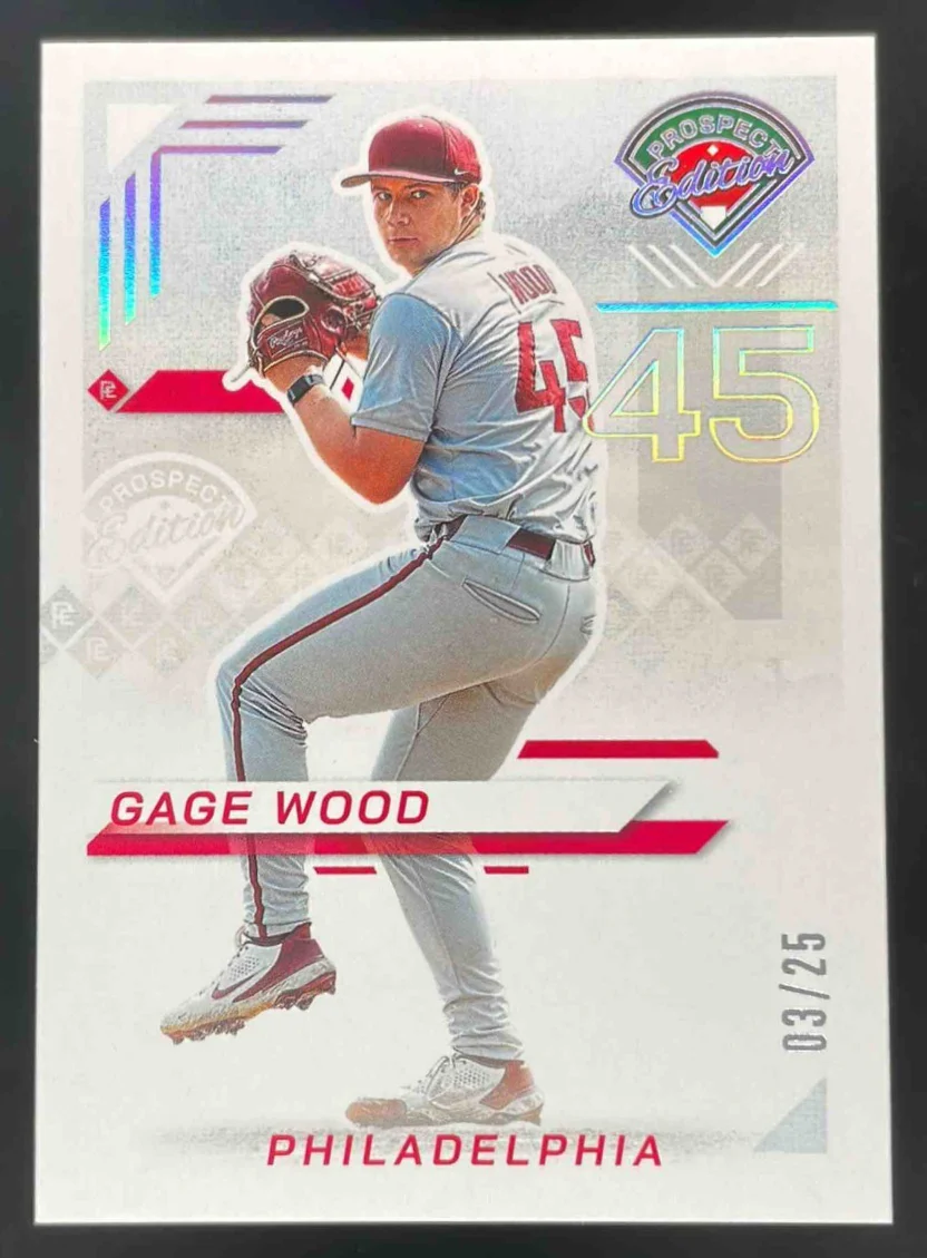 2025 Panini Prospect Edition Prospect Ticket Holo Silver #198 Gage Wood /25