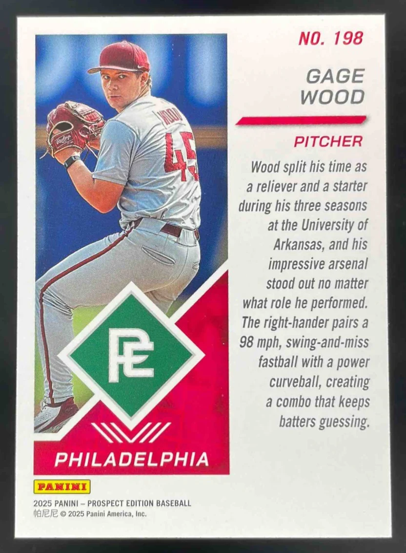 2025 Panini Prospect Edition Prospect Ticket Holo Silver #198 Gage Wood /25 - Image 2