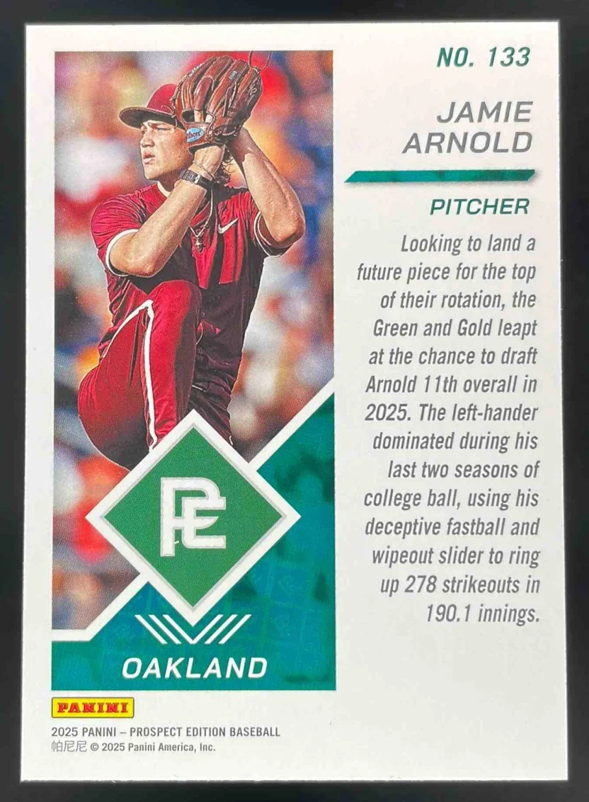 2025 Panini Prospect Edition Prospect Ticket Gold #133 Jamie Arnold /10 - Image 2