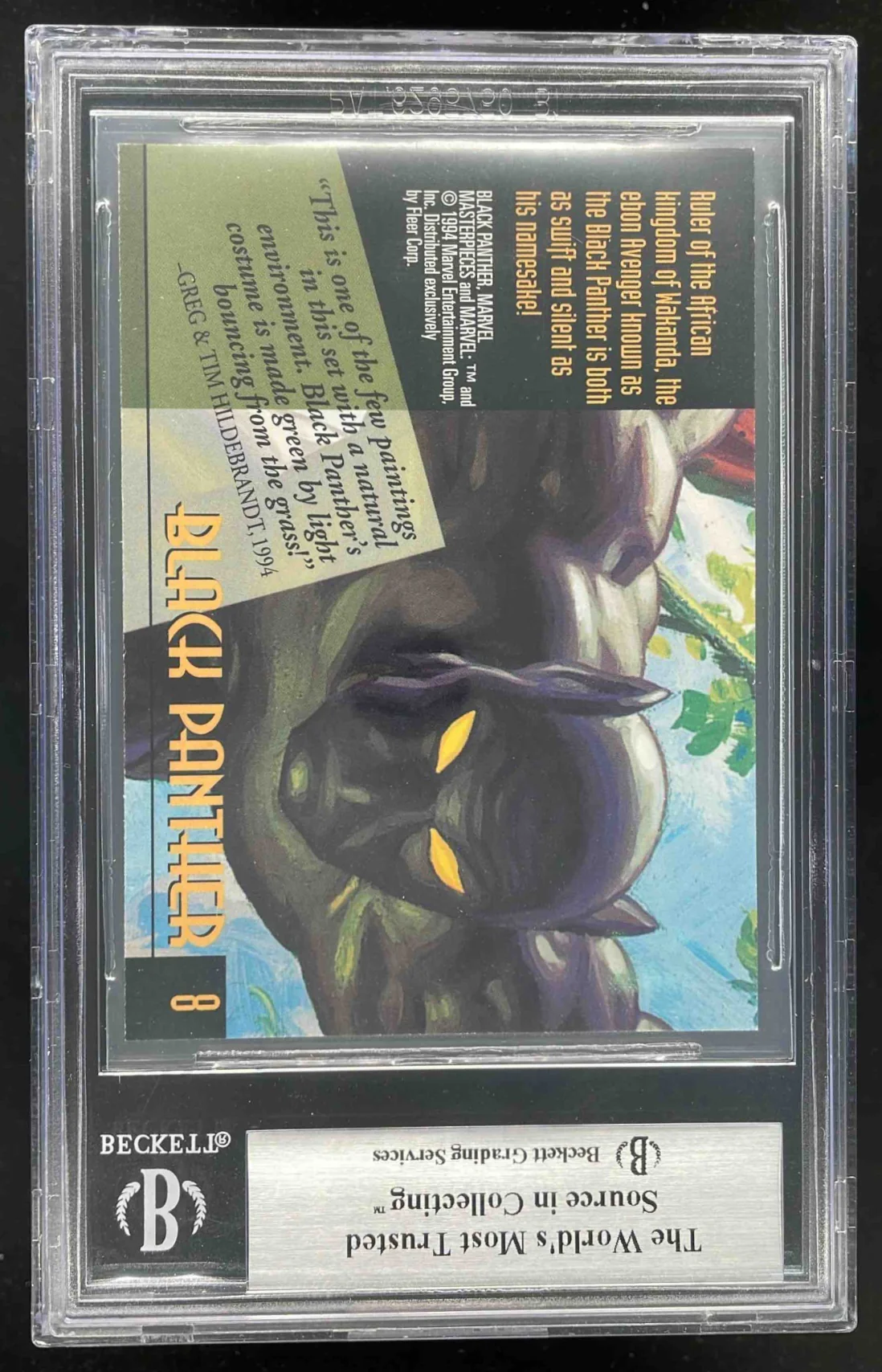 1994 Fleer Marvel Masterpieces Hildebrandt Brothers #8 Black Panther BGS 9 - Image 2