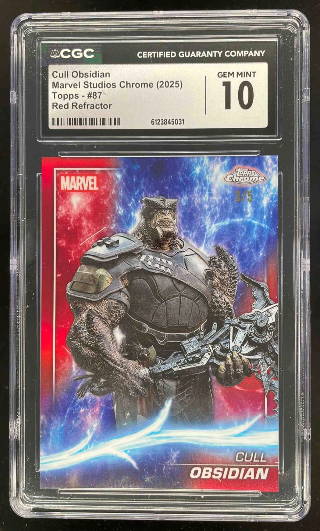 2025 Topps Chrome Marvel Studios Red Refractor #87 Cull Obsidian /5 CGC 10