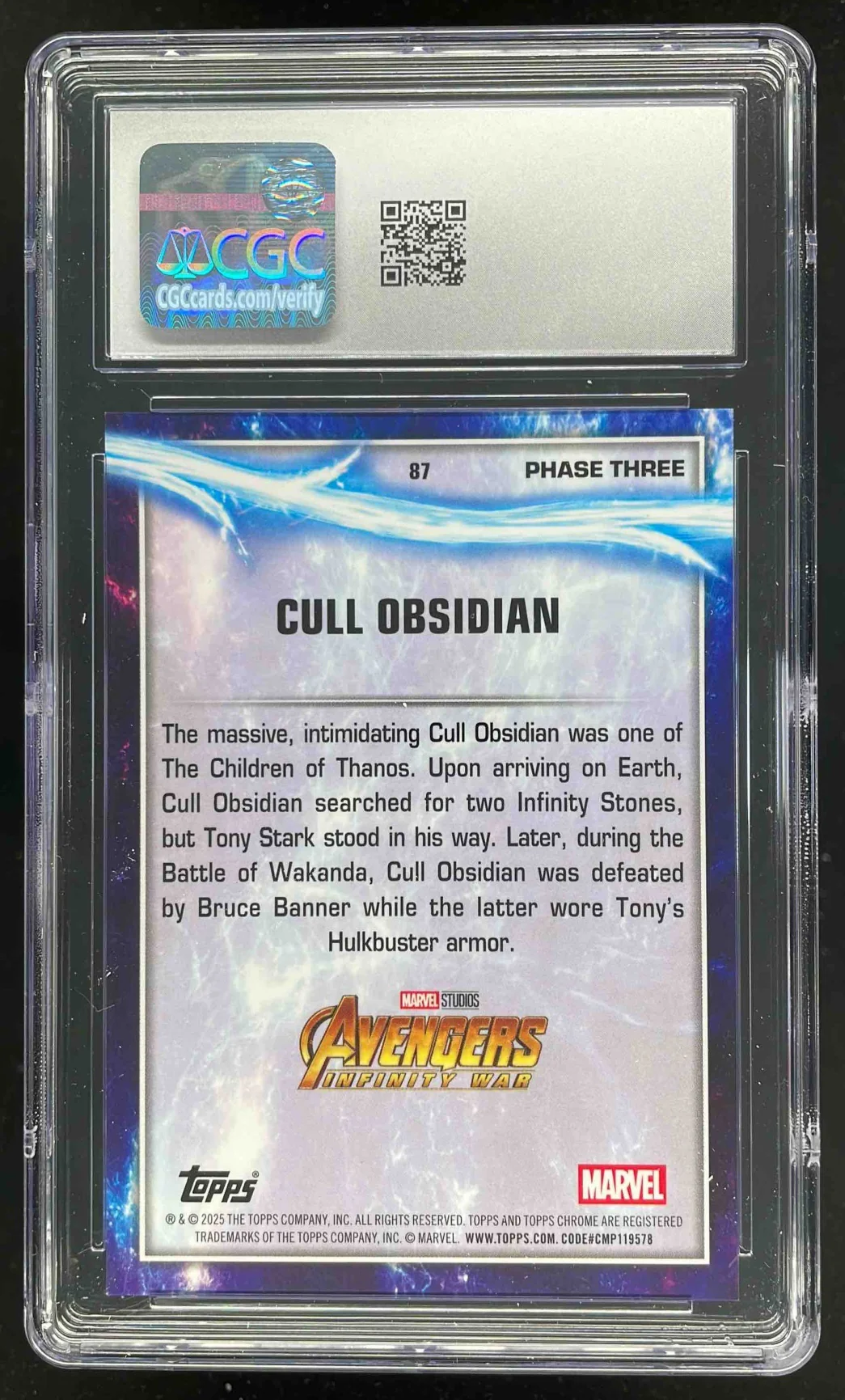 2025 Topps Chrome Marvel Studios Red Refractor #87 Cull Obsidian /5 CGC 10 - Image 2