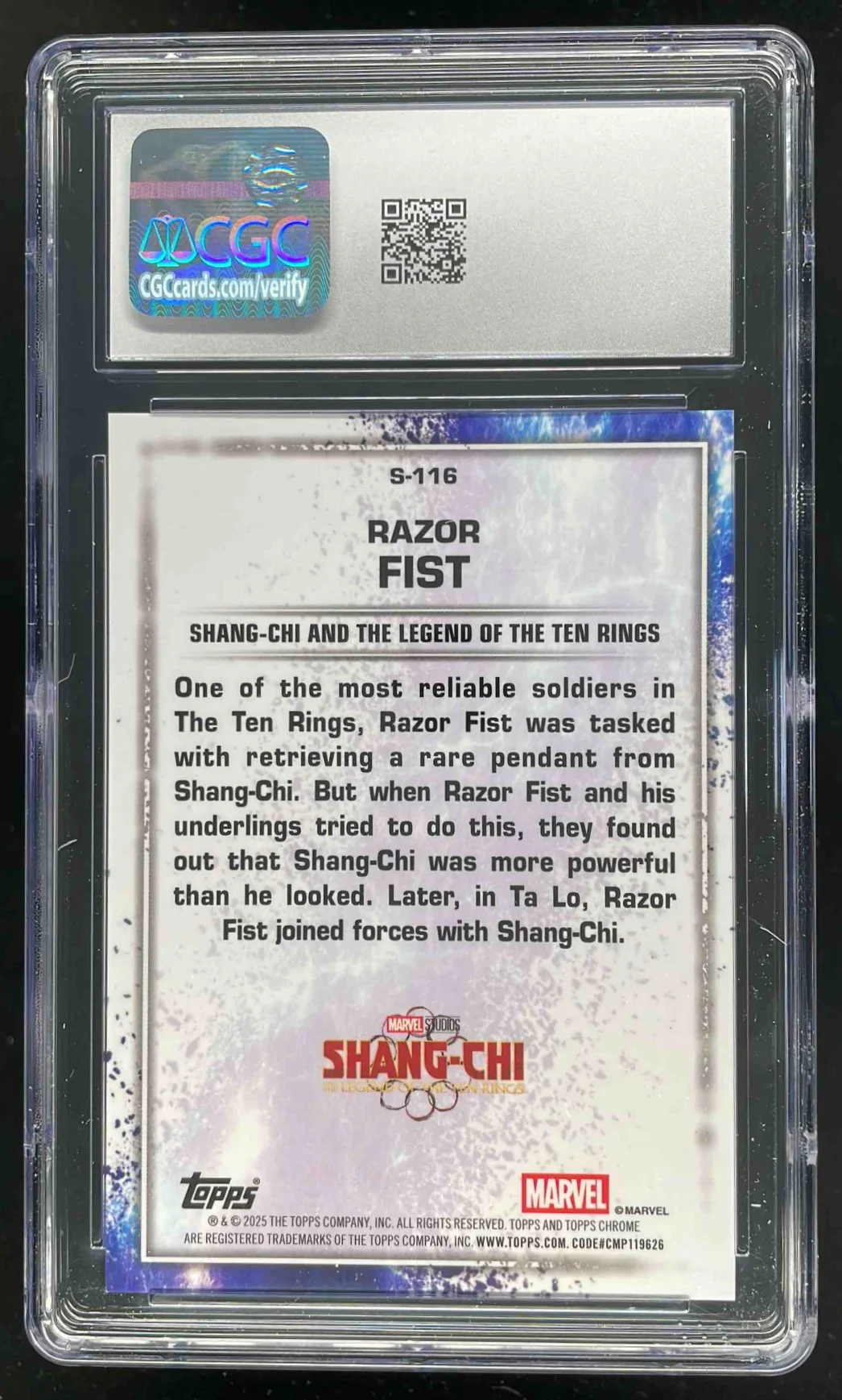 2025 Topps Chrome Marvel Studios Snap Variation Red #S-116 Razor Fist /5 CGC 10 - Image 2
