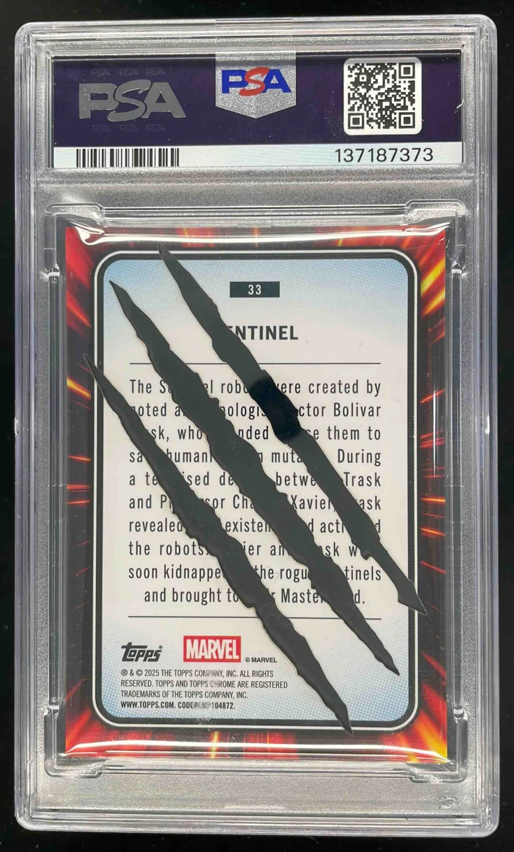2025 Topps Chrome Marvel Clawed Chrome Refractor #33 Sentinel /20 PSA 7 - Image 2